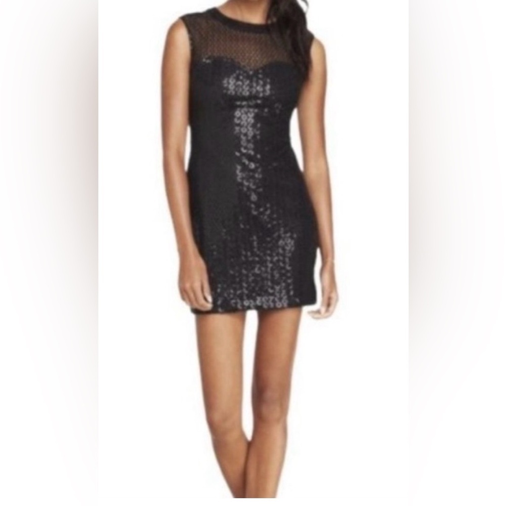 NWT Express Sz M Sequin mesh Sweetheart Black mini Dress Party Night out Date - Picture 10 of 15